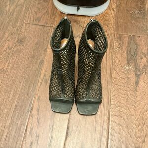 Vince Camuto Black and Brown Woven Heeled Boots